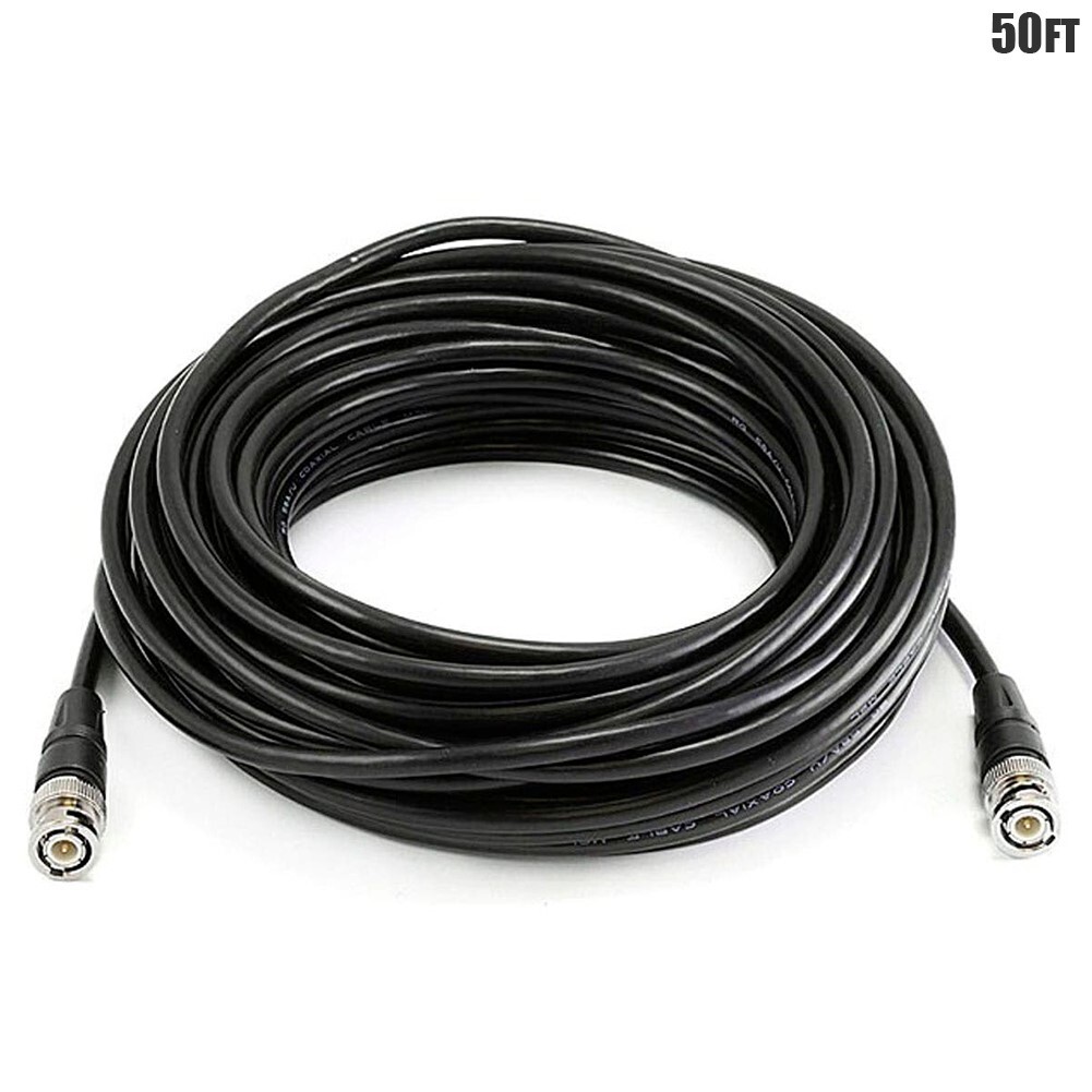 50FT BNC Twist On Male to Male RG58 Coax Coaxial Cable Cord 50 Ohm Black