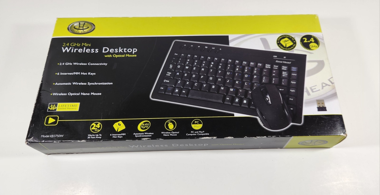 GEAR HEAD 2.4 GHz WIRELESS MINI KEYBOARD MODEL KB3750W ***REQUIRES BATTERIES***