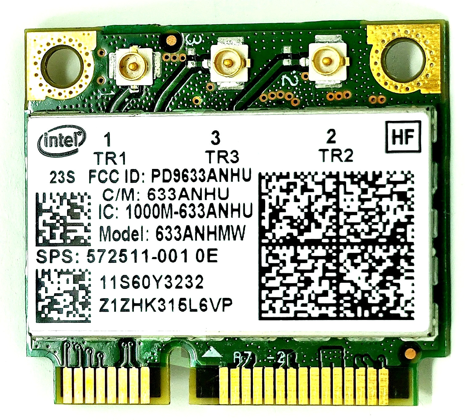 Intel Centrino Ultimate-N 6300 633ANHMW WiFi Card Mini PCIe 3x3 HP PLC 572511-00