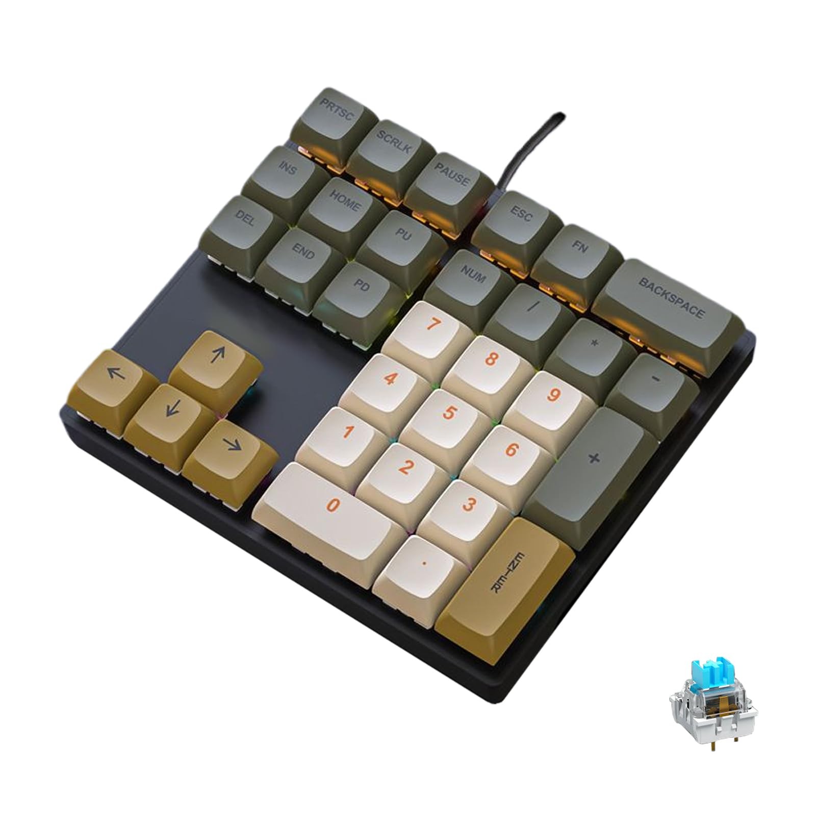 Mechanical Numeric Keypad USB Wired Rainbow Backlit Blue Switch 33 Keys