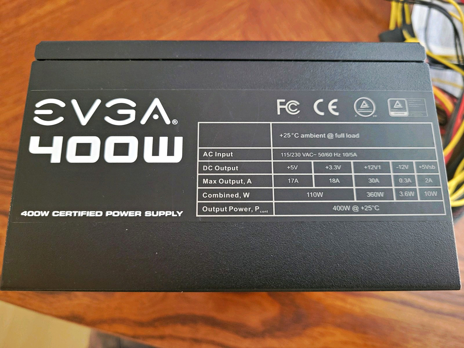 EVGA 400W ATX Power Supply PSU 100-N1-0400 Black SATA PCIe CPU