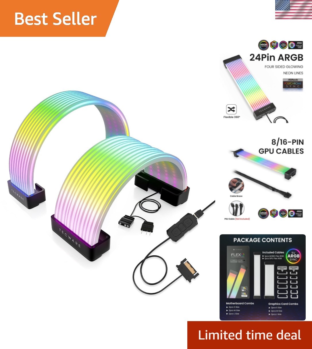Cable Cover Kit | Compatible with 24-Pin Motherboard and 8-Pin/16-Pin GPU | A...