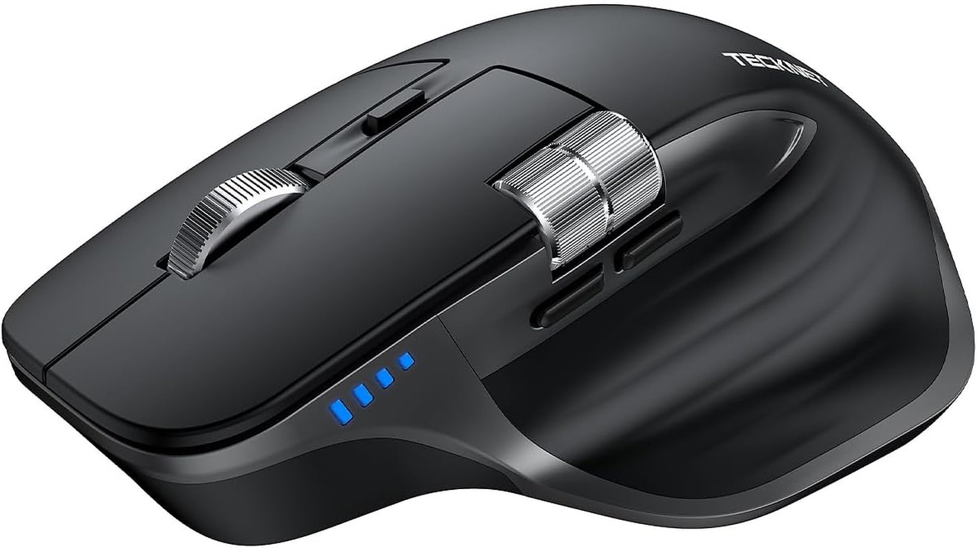 Wireless Mouse, Side Scroll Bluetooth Rechargeable, 3-Device
