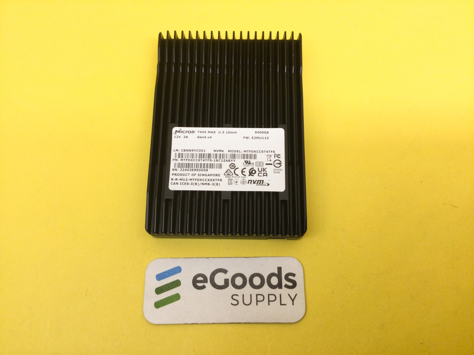 Micron 7450 MAX 6.4TB PCIe Gen4x4 NVME U.3 2.5in SSD MTFDKCC6T4TFS 50%-79%