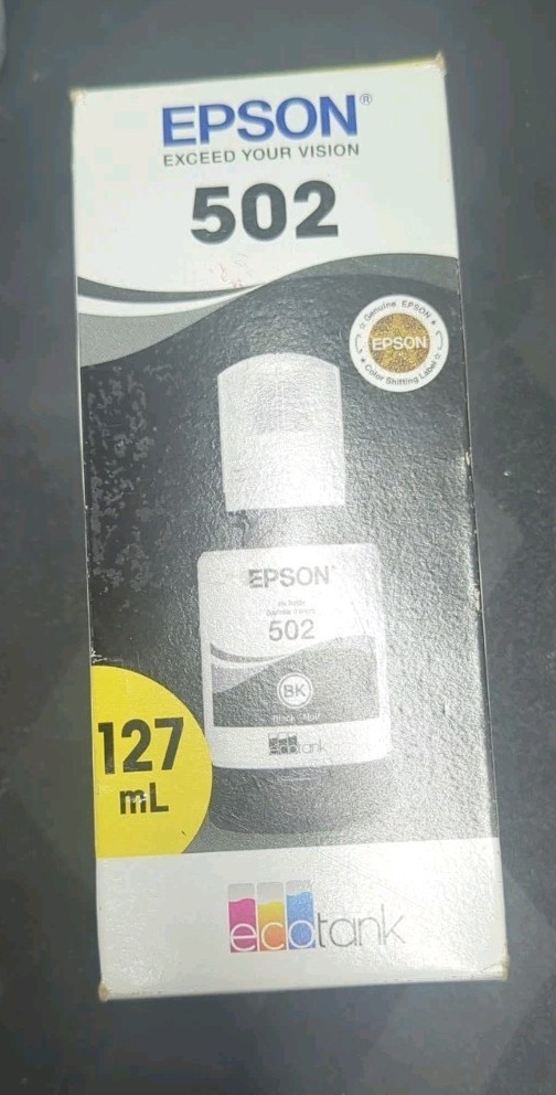 EPSON 502 Ink Bottle Exp 8/26 ( 127ml ) Black - New Unopened 