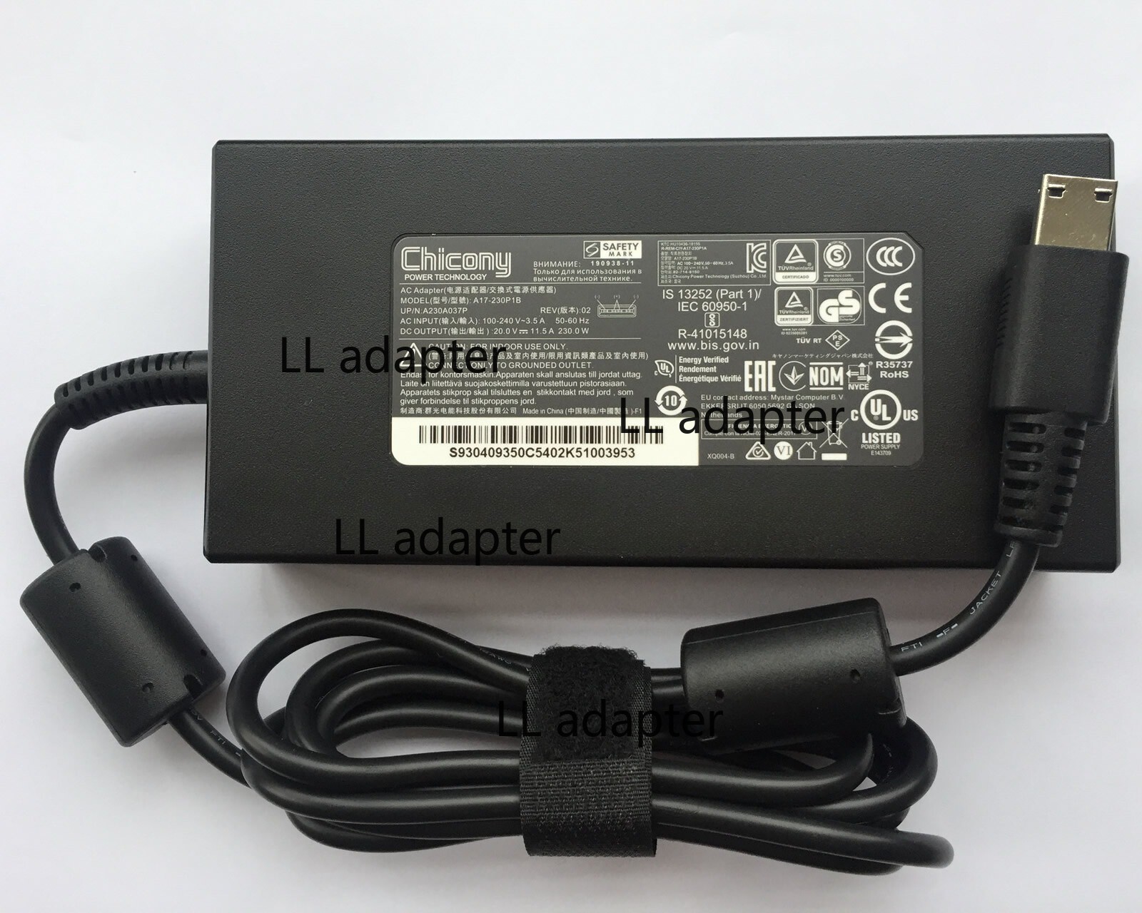 New Original MSI GE76 Raider 10UG/RTX3070 Series A17-230P1B Chicony 230W Adapter