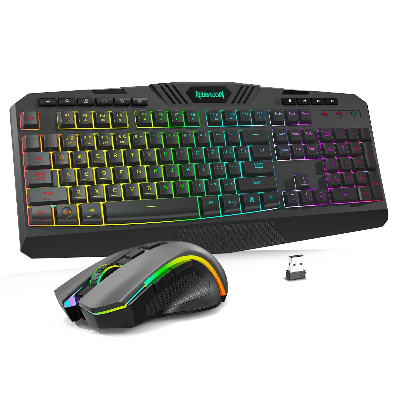 Redragon S101M KS Gaming Keyboard and Mouse Wireless with Tri Mode RGB Keyboard