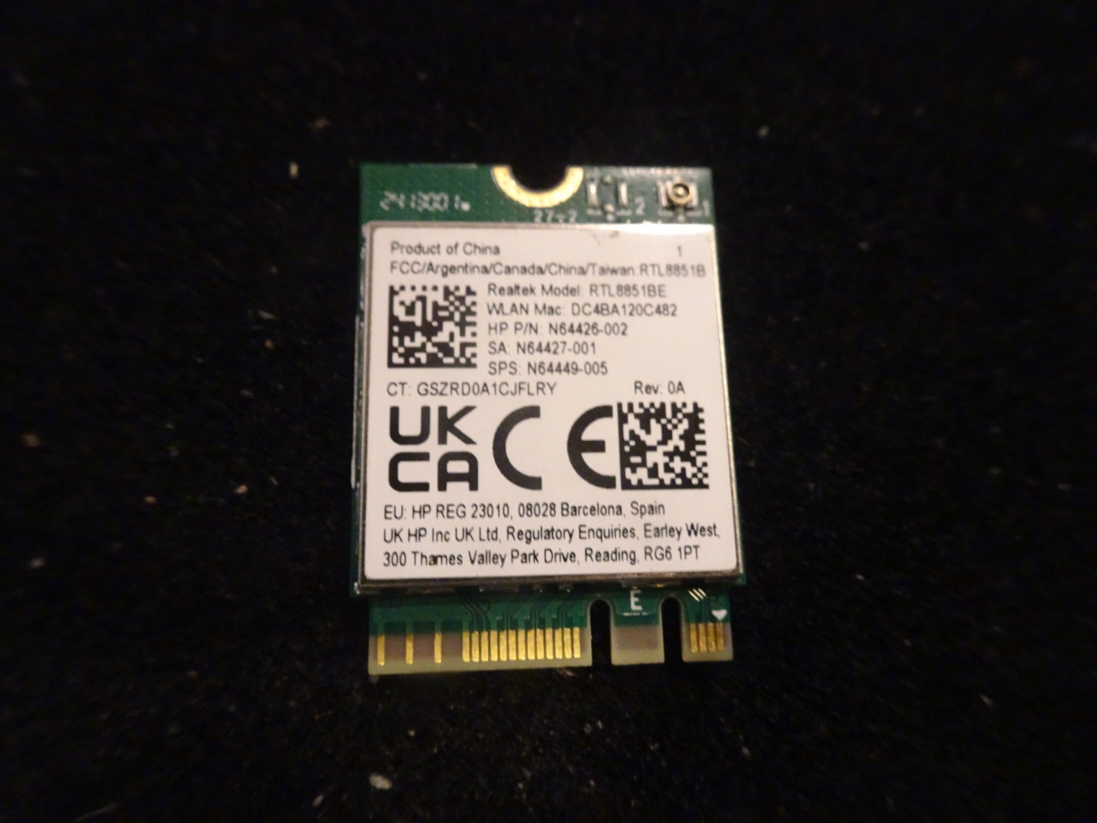 OEM HP 15-fd0083wm N64426-002 - WLAN 6 REALTEK M.2 2230CHOYA2 8851BE