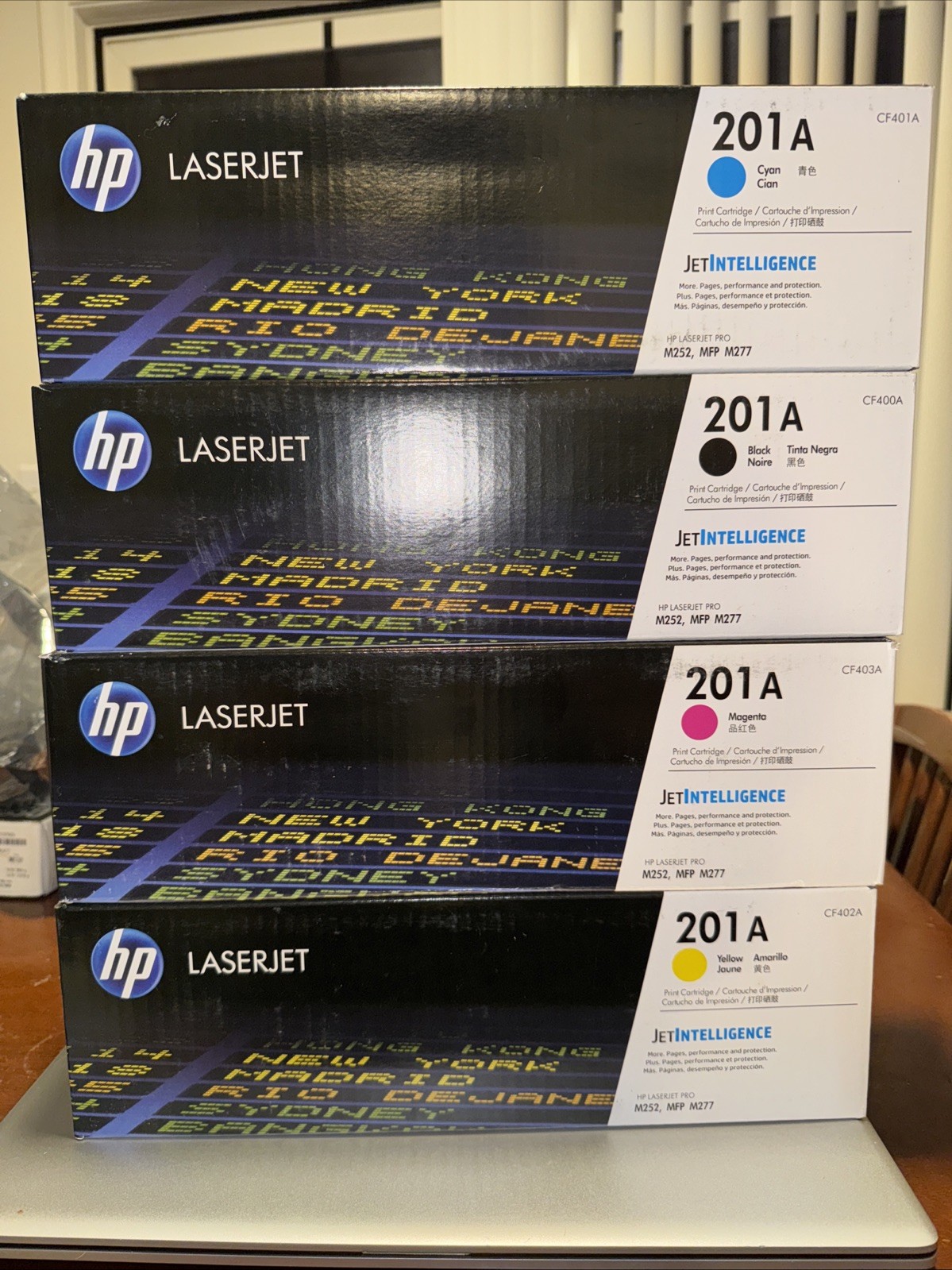 HP 201A LaserJet Toner Cartridges - Black, Cyan, Magenta, Yellow, Pack of 4 NEW