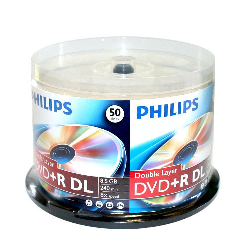 50 PHILIPS 8X DVD+R DL Dual Double Layer 8.5GB  Logo Media Disc Cake Box/240mins