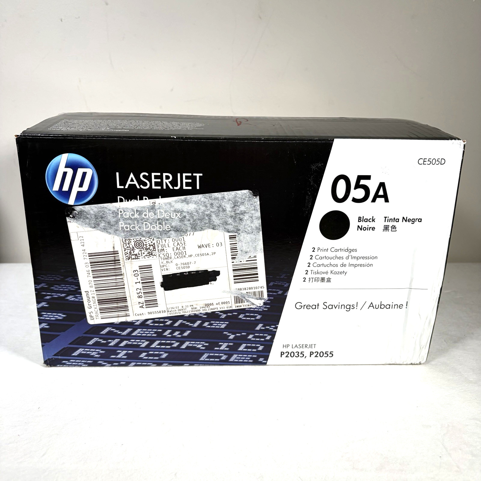 HP 05A CE505D Black Toner Dual Pack (2 Cartridges) Genuine NEW OPEN BOX