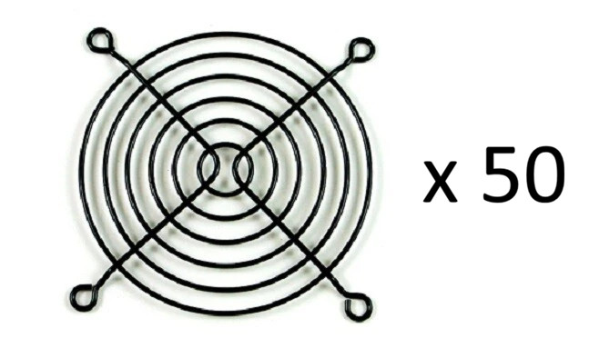 80mm Wire Metal Computer Case Fan Grill / Finger Guard - Black (Lot of 50)
