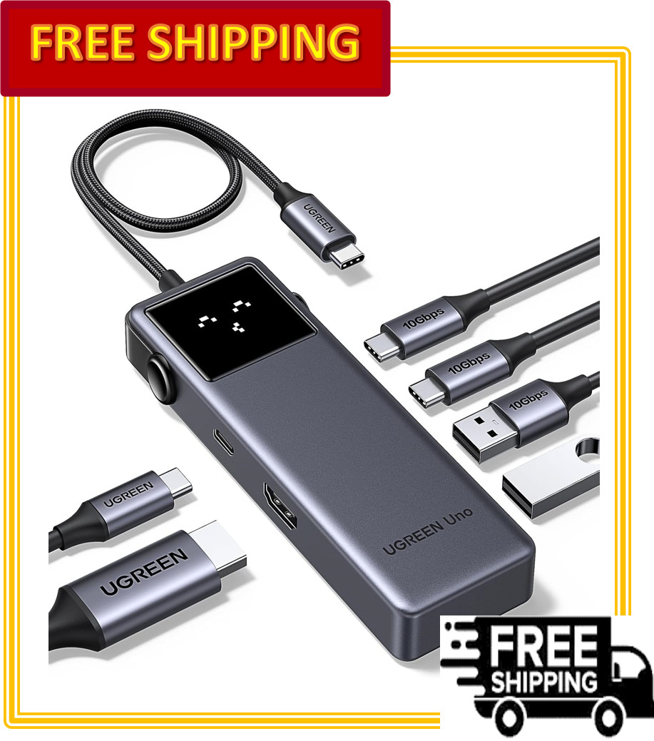 UGREEN Uno 6 in 1 USB-C Hub with 10Gbps USB-C, USB-A & 4K@60Hz HDMI Data Ports