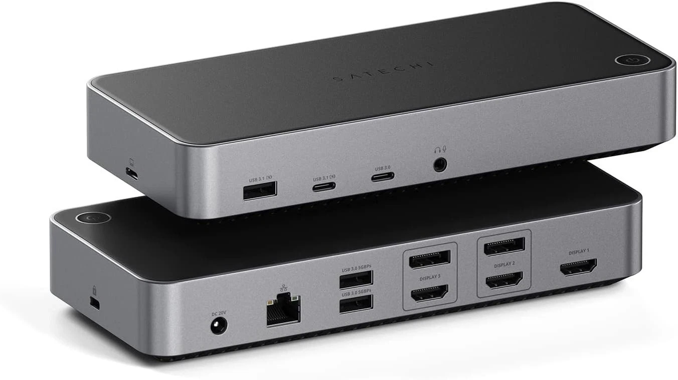 Satechi 13 in 1 Triple 4K USB C Docking Station, 100W Charging, 2 DP, 3 HDMI