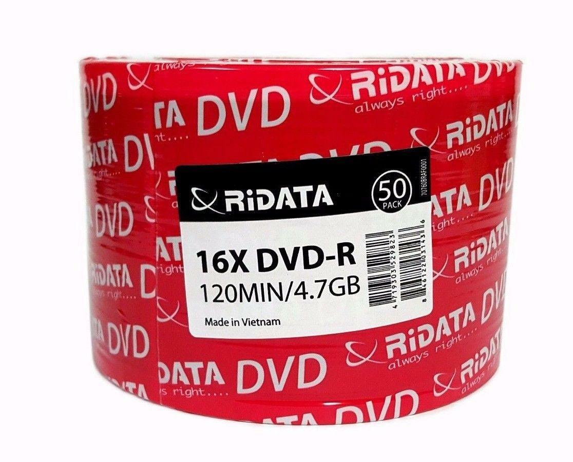 100 RITEK RIDATA Blank16X  DVD-R DVDR Branded Logo 4.7GB Media Disc 2x50pk