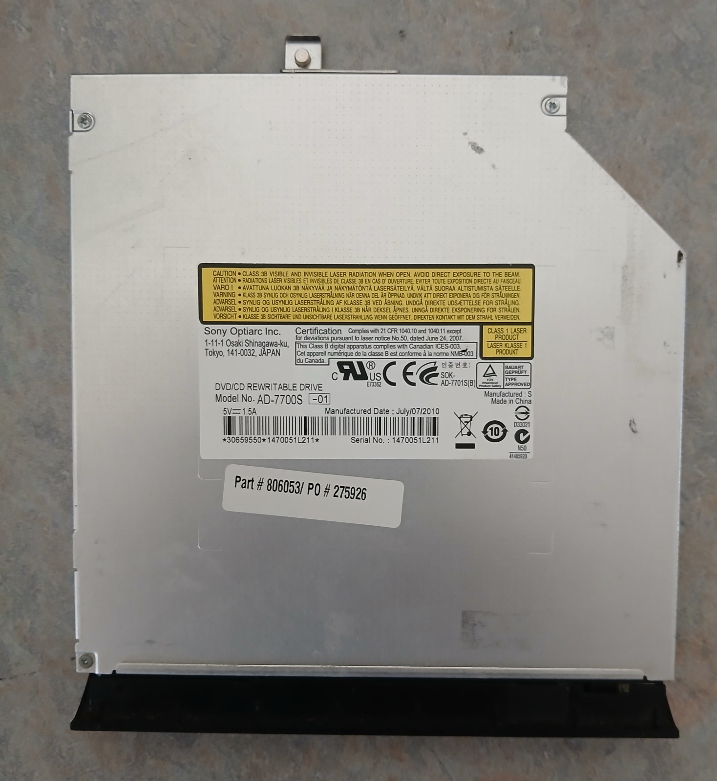 Sony Optiarc AD-7700S DVD/CD Rewritable Optical Drive