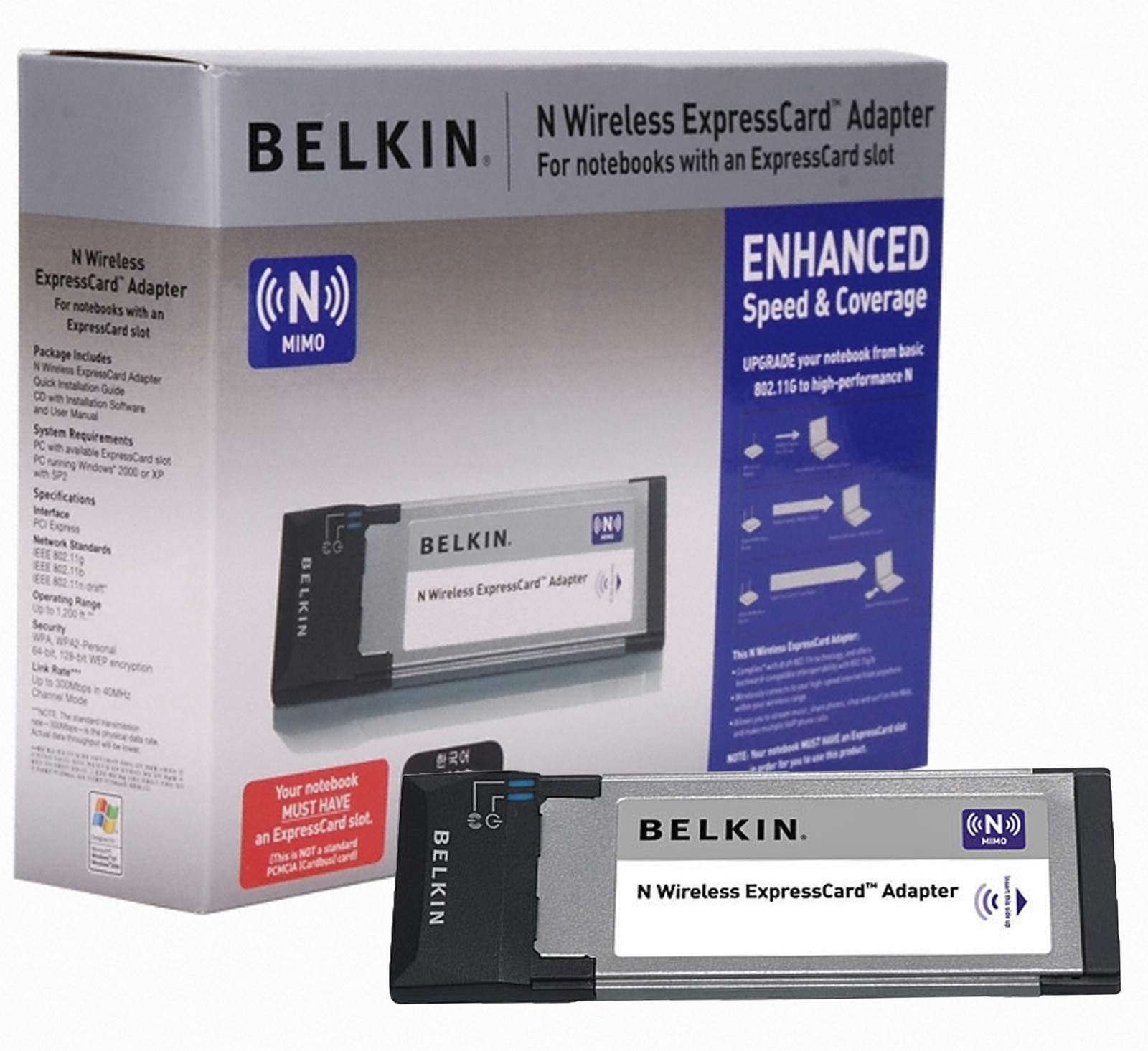 Belkin F5D8073 N Wireless Laptop Notebook WIFI HighSpeed Network PCI ExpressCard
