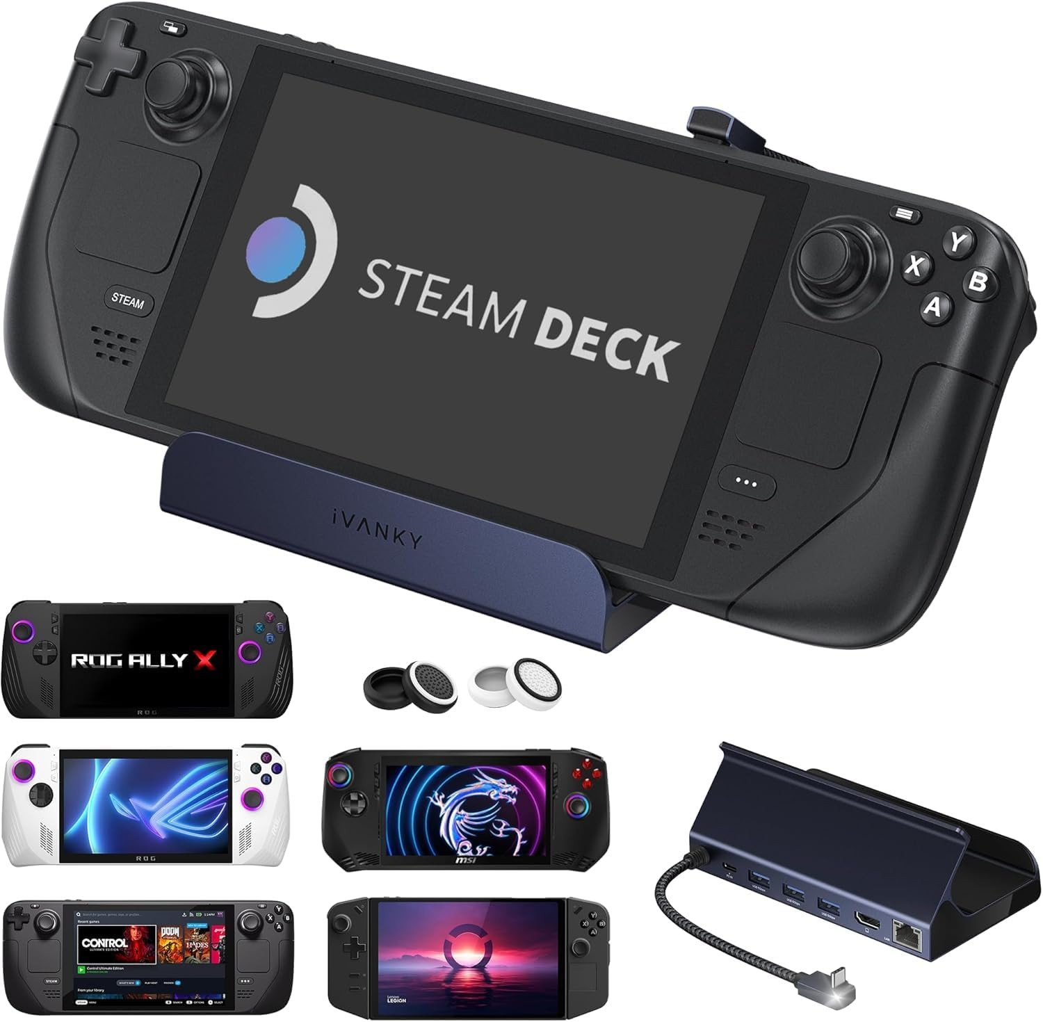 Ivanky 8-In-1 Steam Deck Dock for ASUS ROG Ally X/Legion Go/Msi Claw