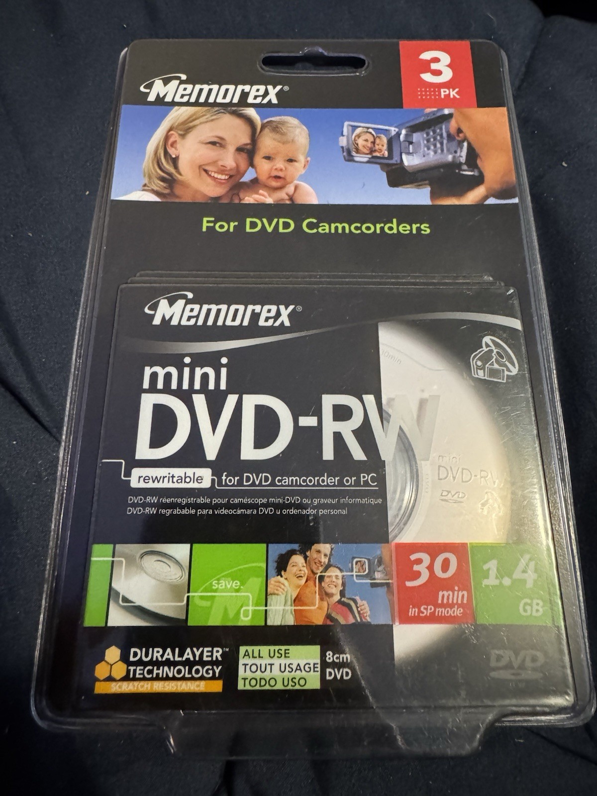 MEMOREX MINI DVD-RW 3 Pack 1.4GB 30 min. DVD Camcorder or PC NEW