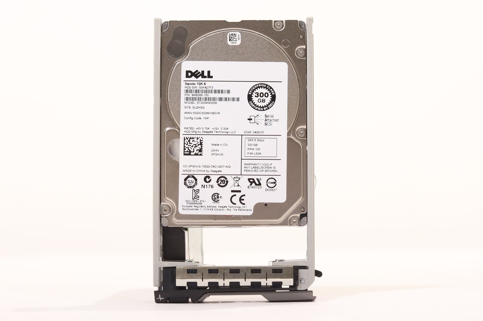 Dell ST300MM0006 300GB 2.5" 6Gb/s 64MB 10K RPM SAS HDD W/Caddy Dell P/N: 0PGHJG