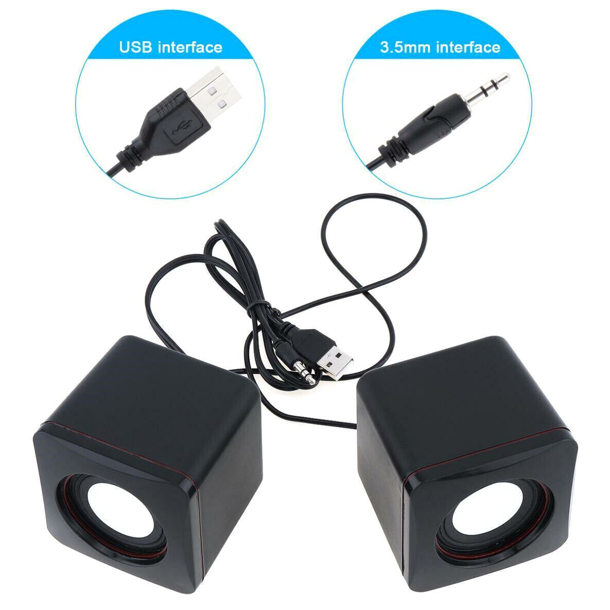 Mini USB Power Wired Computer Speakers Stereo 3.5mm Jack For Desktop PC Laptop
