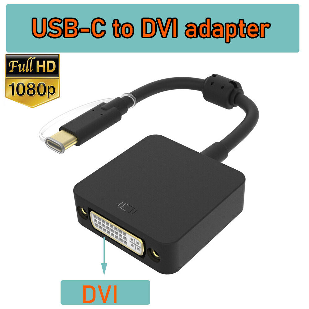 USB C DVI Monitor Cable Thunderbolt 3 Type C to DVI Adapter for Macbook air pro