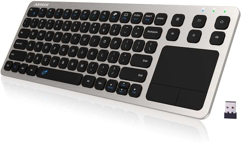 Arteck 2.4G Wireless Touch TV Keyboard with Easy Media Control and Built-In Touc