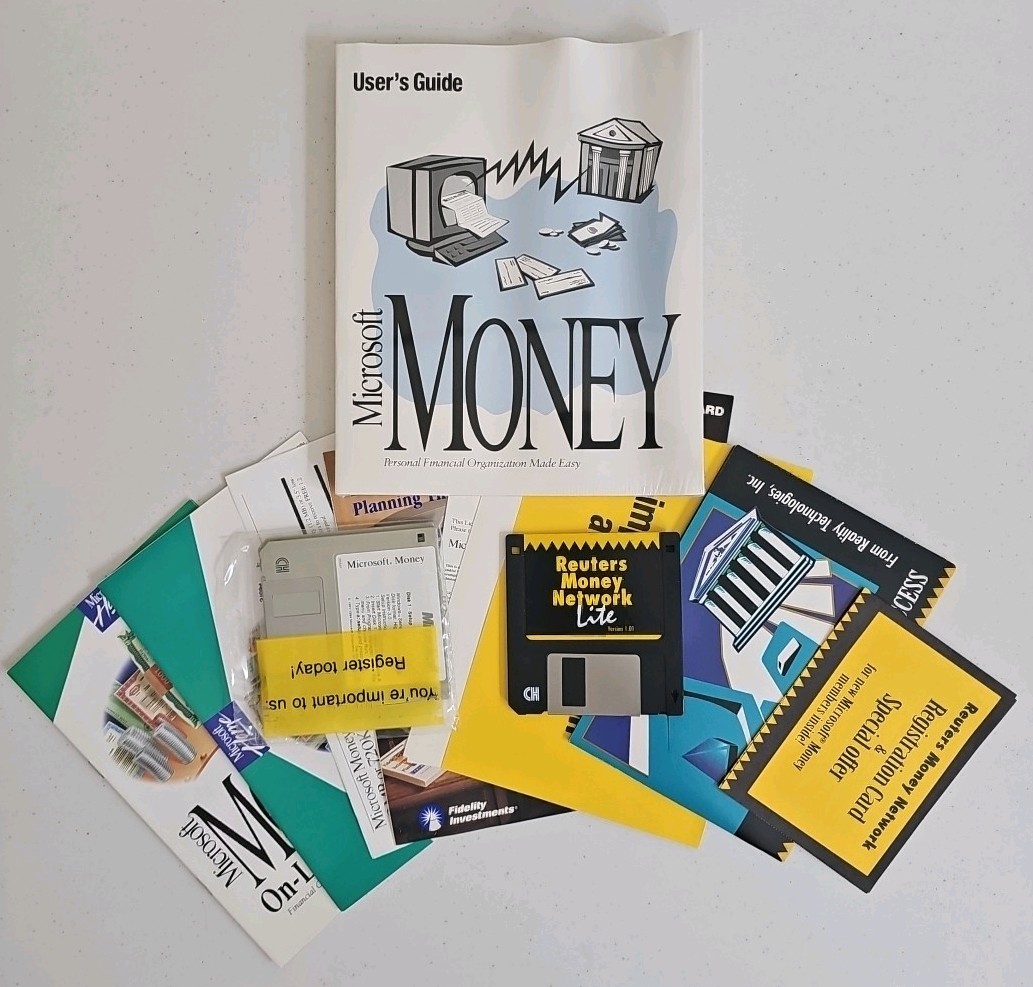 Vintage Microsoft Money 3.0 Complete Floppy Software w/ Manual Inserts PC IBM