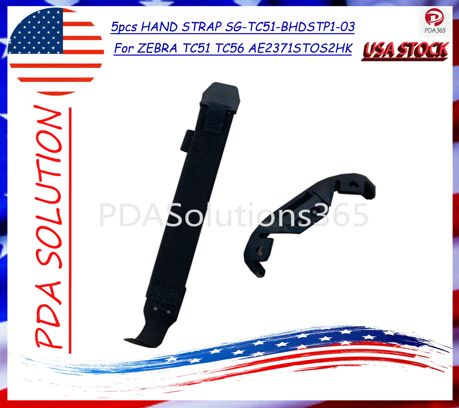 5Pcs For Zebra TC51 TC510K TC56 Scanner Black Plastic Carrying Clip + Handstrap