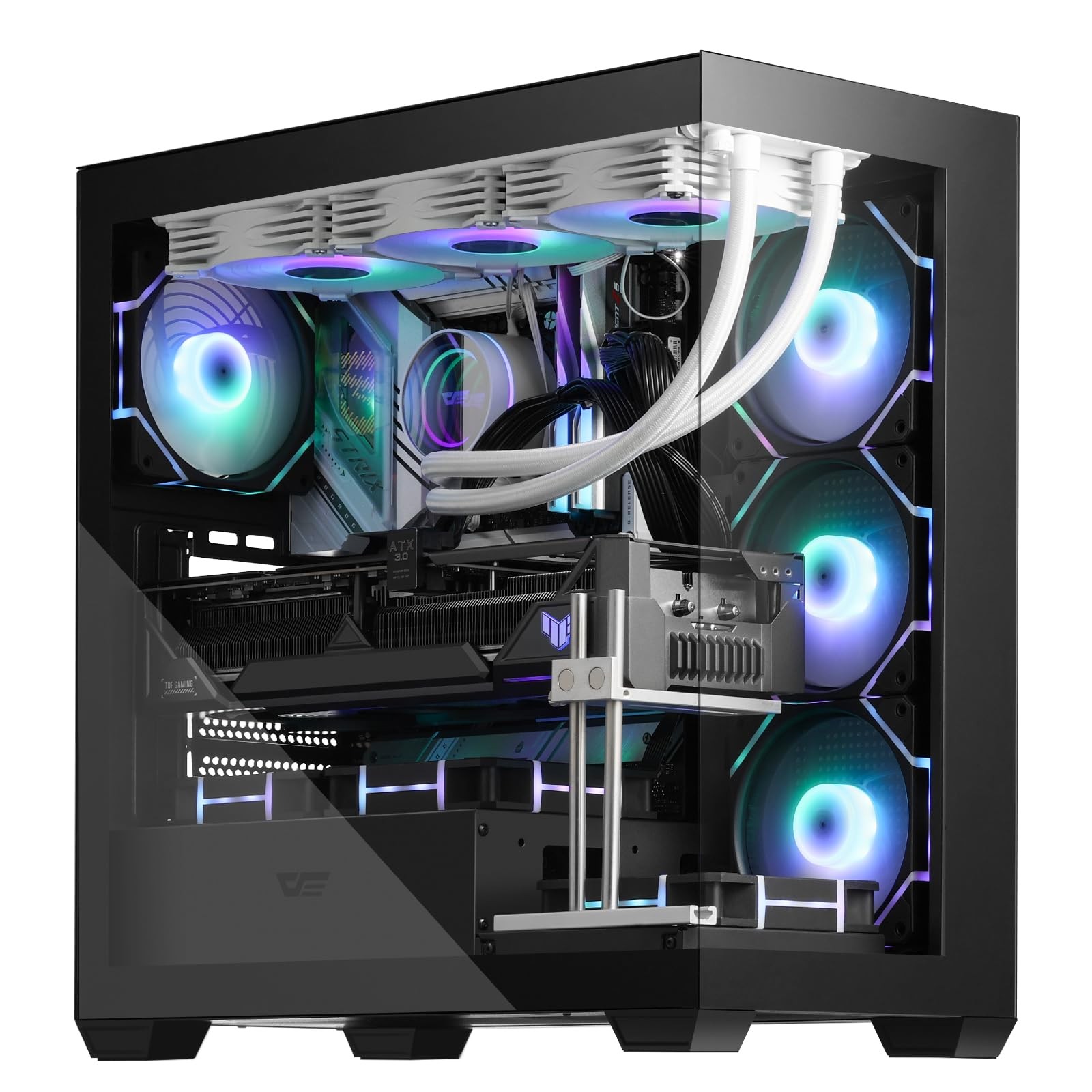 darkFlash ATX Mid-Tower PC Case, Pre-Install 4 PWM ARGB Fans Computer Case,DS900
