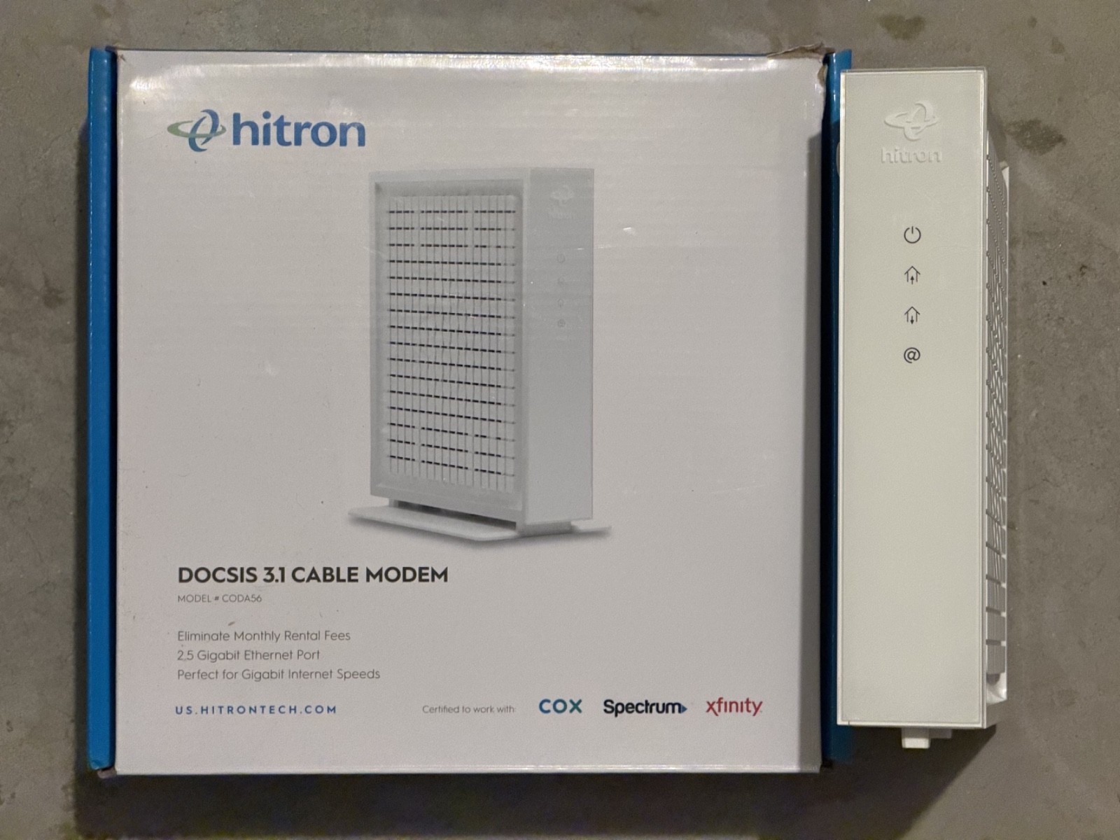 Hitron CODA56 DOCSIS 3.1 Cable Modem 2.5 GBPS White - Cox/Spectrum/Xfinity