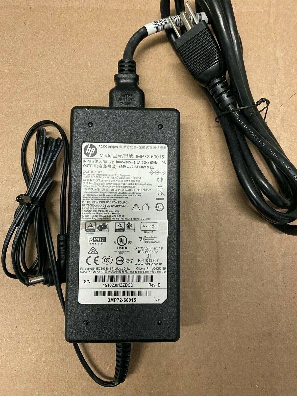 Original HP 3MP72-60015 ac adapter 24V 2.5A 60W HP24V2.5A60W-5.5x2.5mm