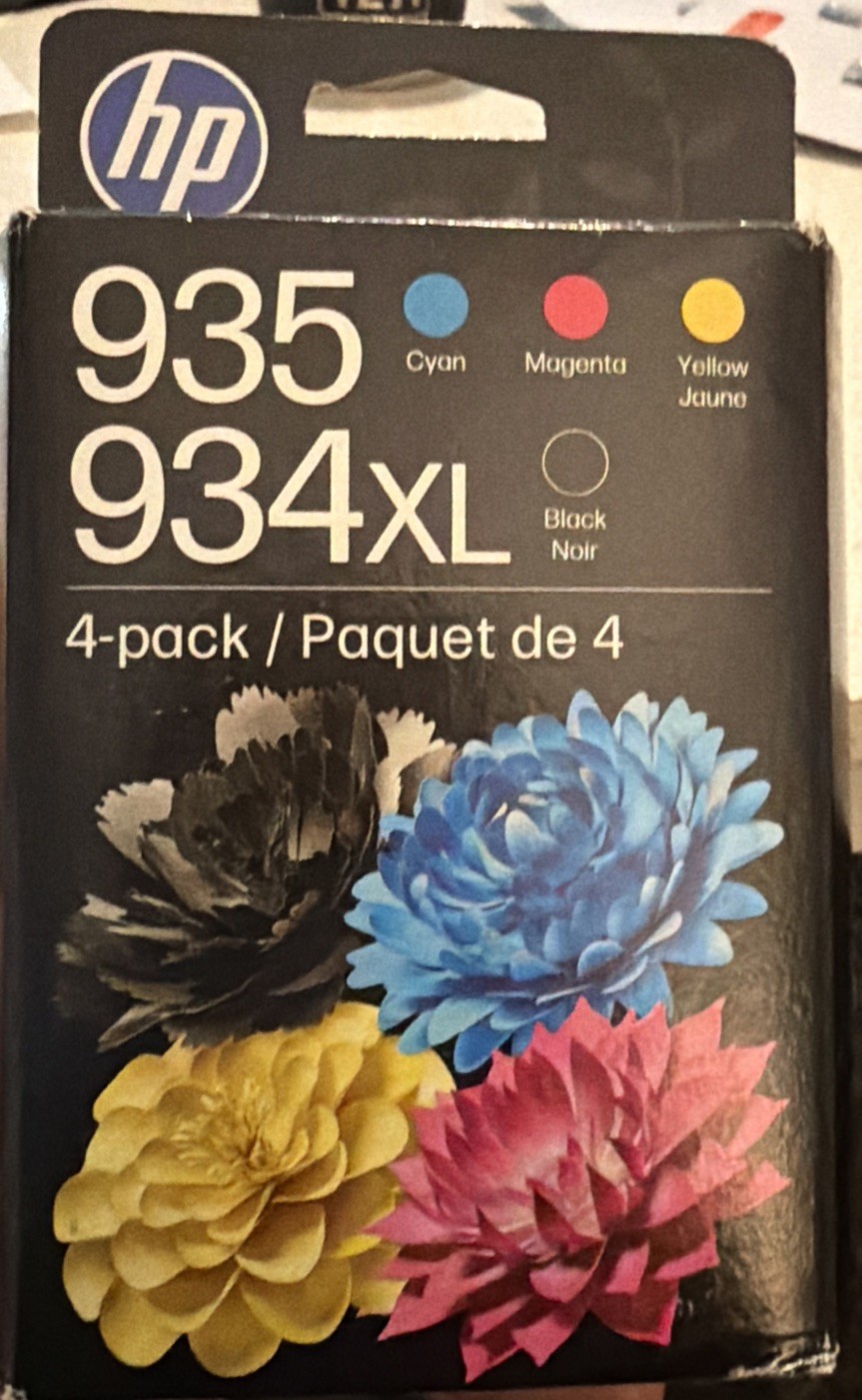 HP Genuine OEM Ink Cartridges 934XL Black 935 Cyan Magenta Yellow 4 Pack
