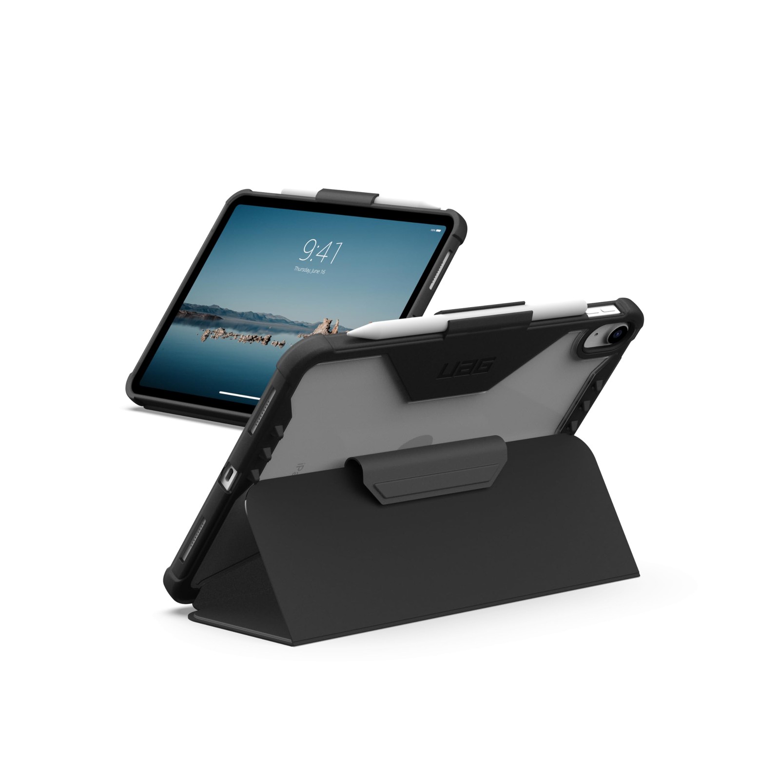 UAG iPad A16 Case 11" 11th Gen 2025/10.9" 10th Gen 2022 Plyo LT Stand Ice/Black