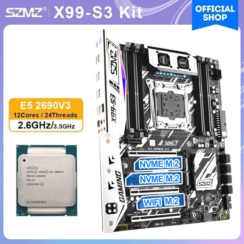 X99-S3 Motherboard Kit with Xeon E5 2690 V3 Processor 2.6GHz 12 Cores 24 Threads