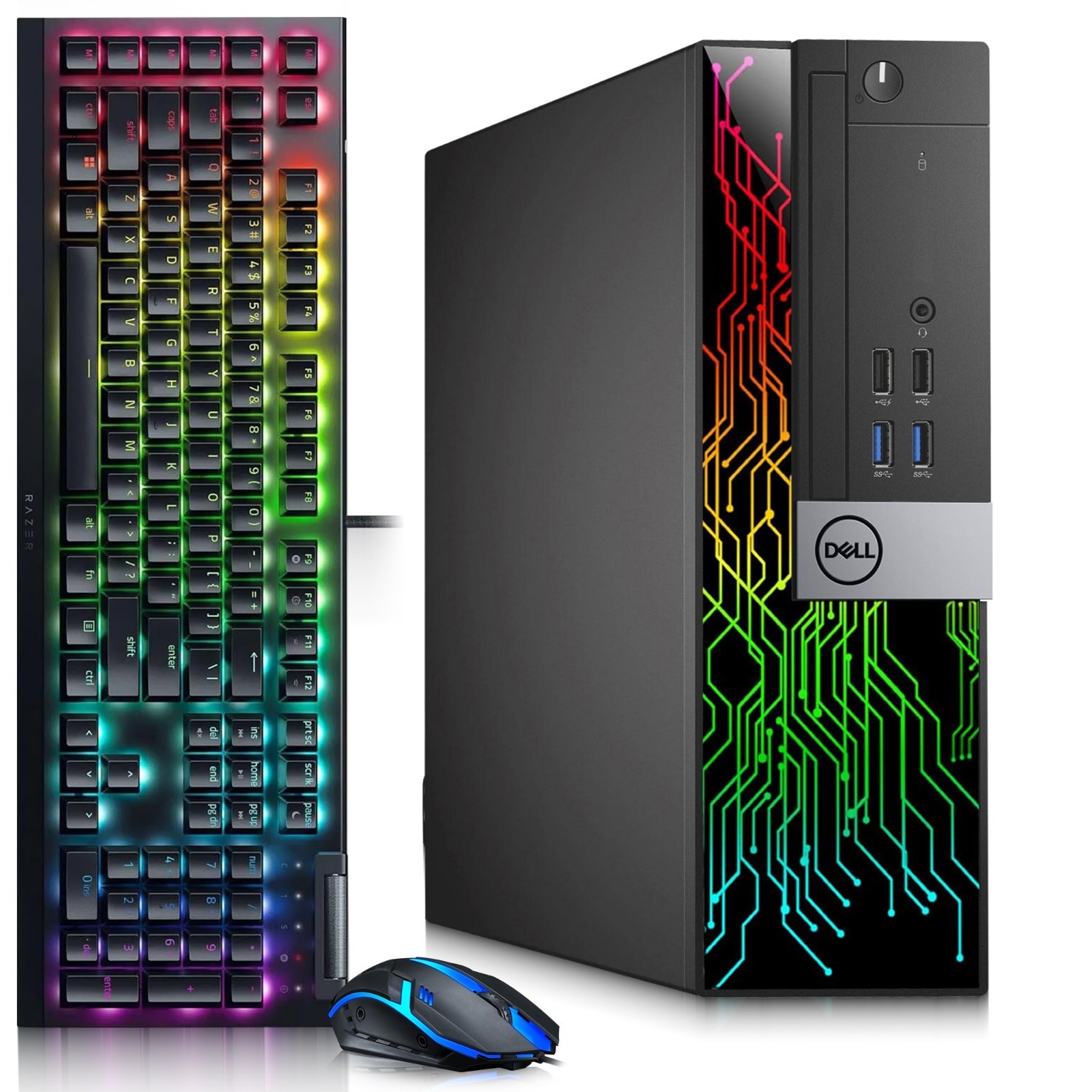 Dell RGB Desktop Gaming PC i7-6th 16GB RAM 256GB SSD AMD RX550 RGB-KB&M WiFi W11