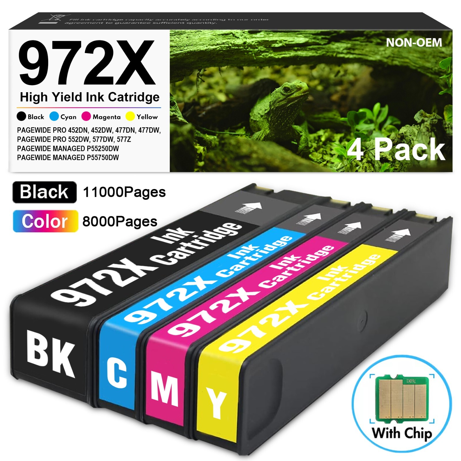 972X 972 XL Ink Cartridge For HP PageWide Pro 577dw 452dw 477dn 452dn 577z (4PK)