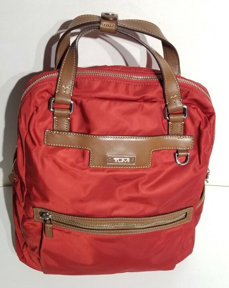 Rare Unisex Tumi Ascot Orange Nylon Laptop Backpack Convertible Travel Bag