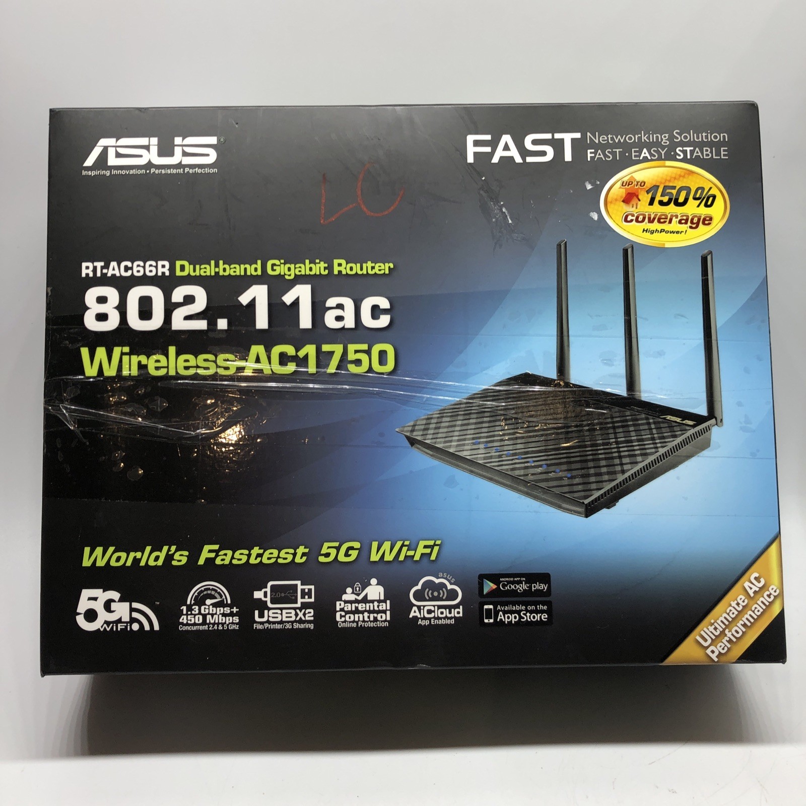 ASUS RT-AC66R Dual-Band Wireless-AC1750 Gigabit Router 5G Wi-Fi Gaming Streaming
