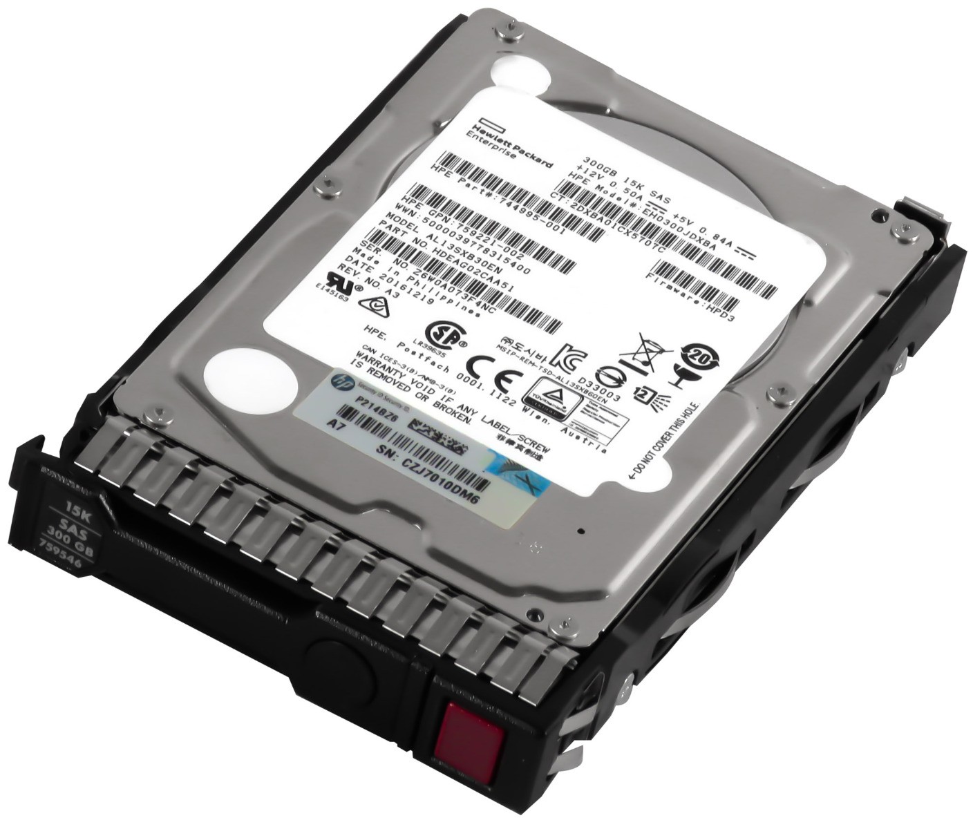 HARD DRIVE HP 300GB 759546 744995-001 15K 128MB SAS-3 2.5'' EH0300JDXBA