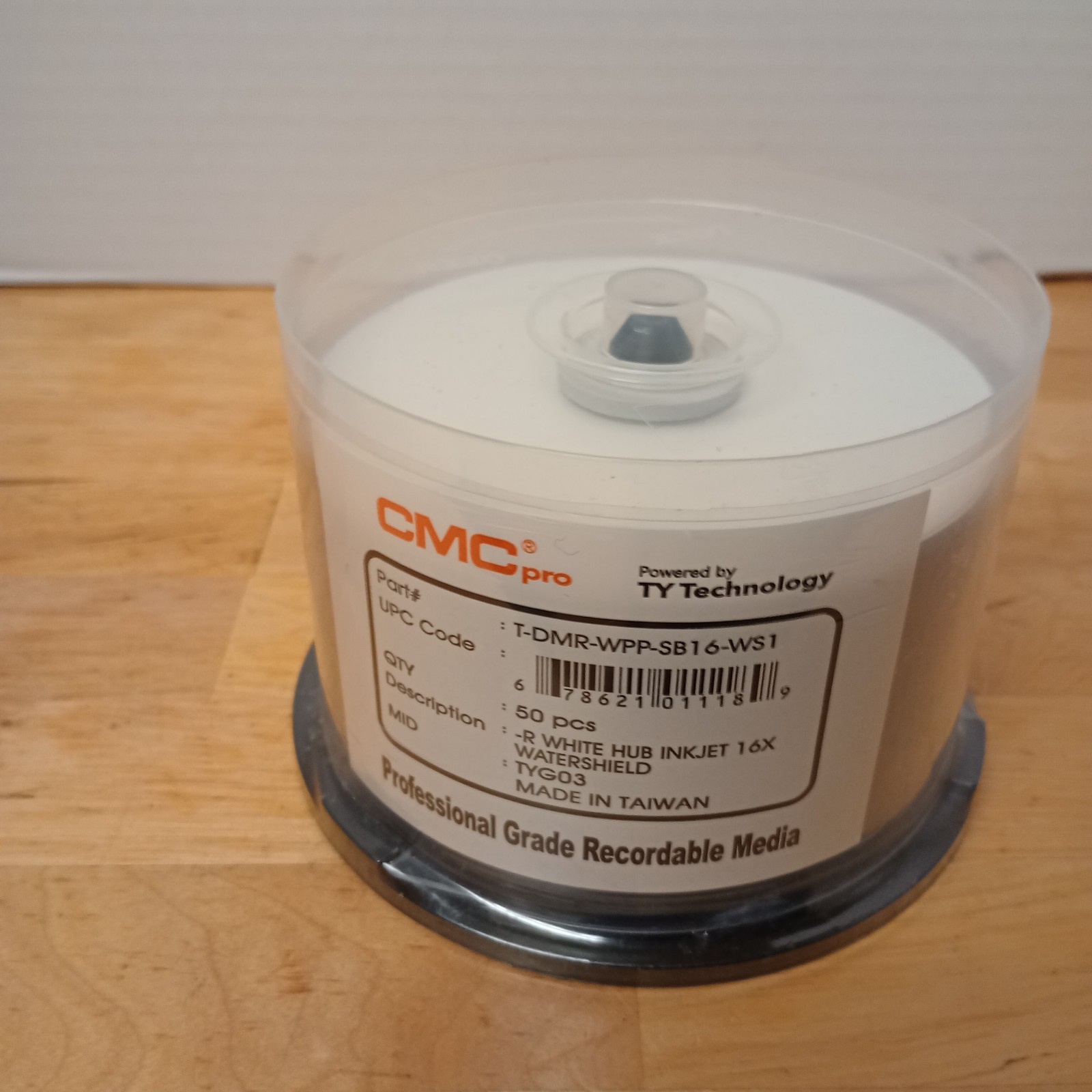 50Pk CMC PRO DVD-R, WATERSHIELD GLOSSY White Inkjet Hub Print, 16x 