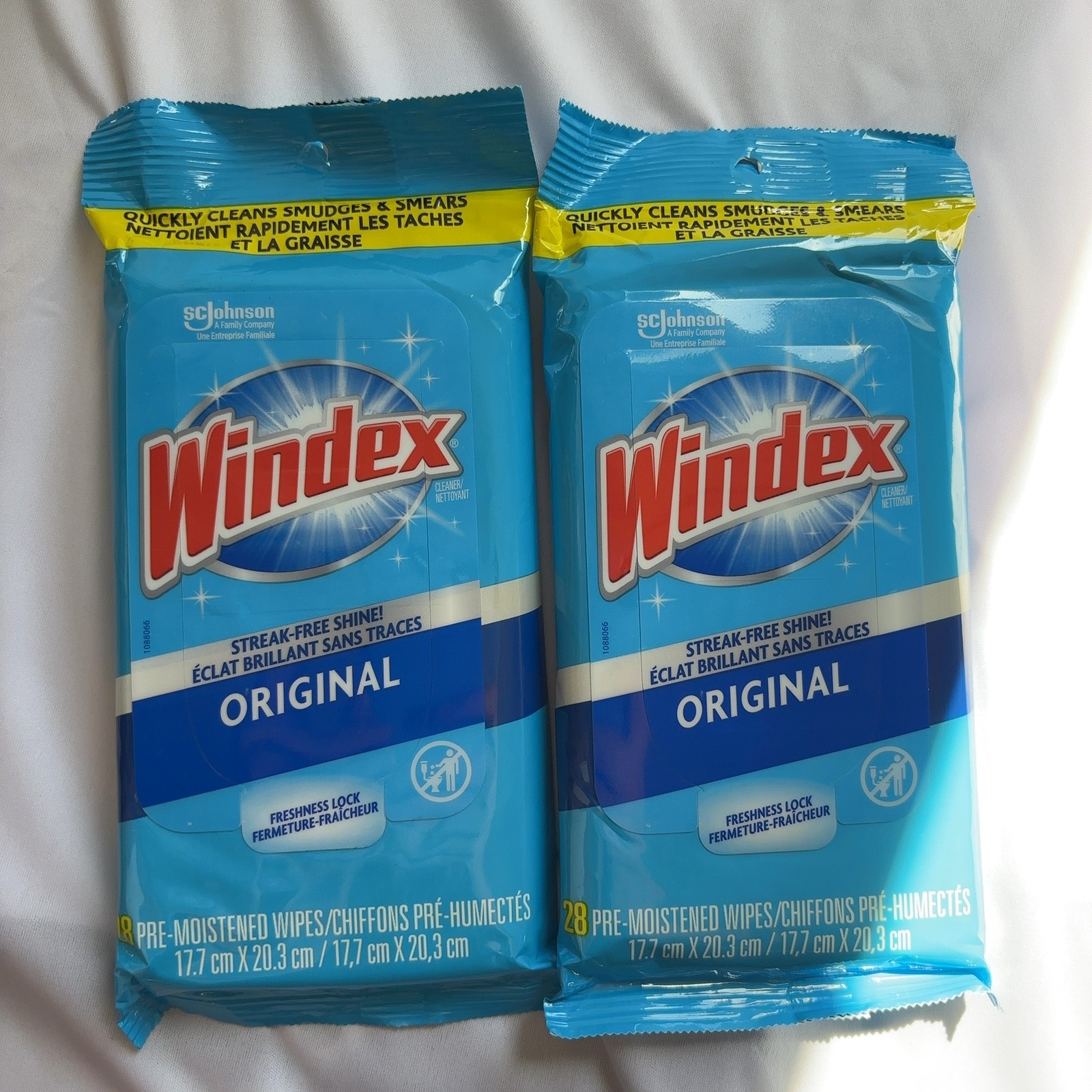 Windex Original Streak-Free Glass Cleaning Wipes 28 Count Each - 2 Pack