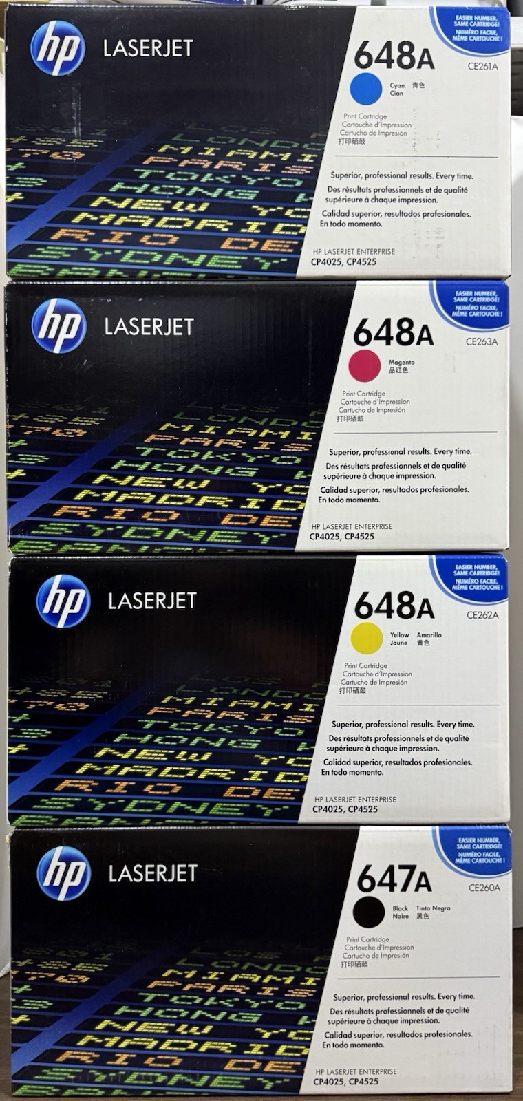 HP LaserJet 647A 648A CE260A CE261A CE262A CE263A CMYK Toner Set Genuine NEW