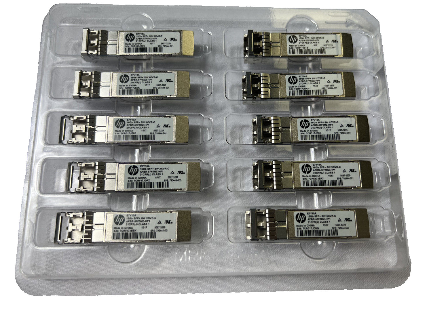 QTY 10 HPE E7Y10A 16Gb SFP+ SW XCVR-C Transceiver Module P/N: 793444-001 Tested