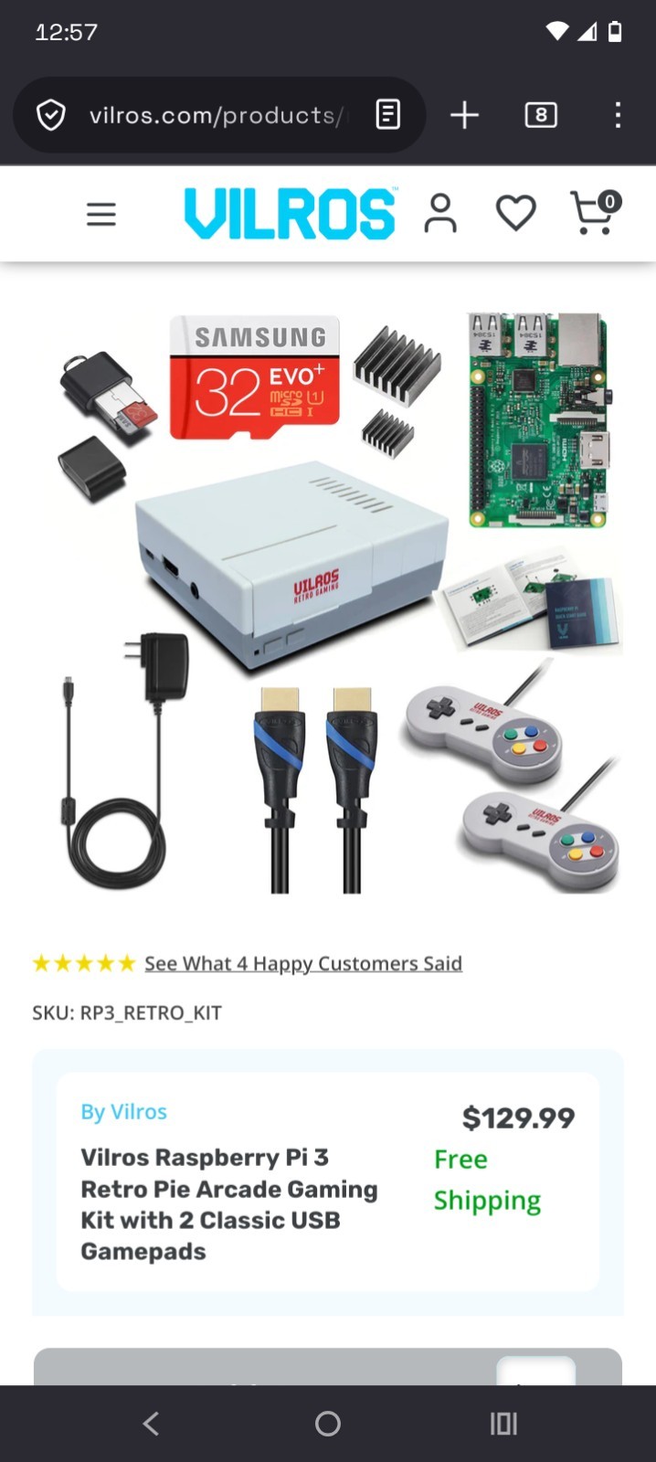 Retro Pi Gaming Kit - Raspberry Pi 3 Model B + Build Gaming Console New Sealed