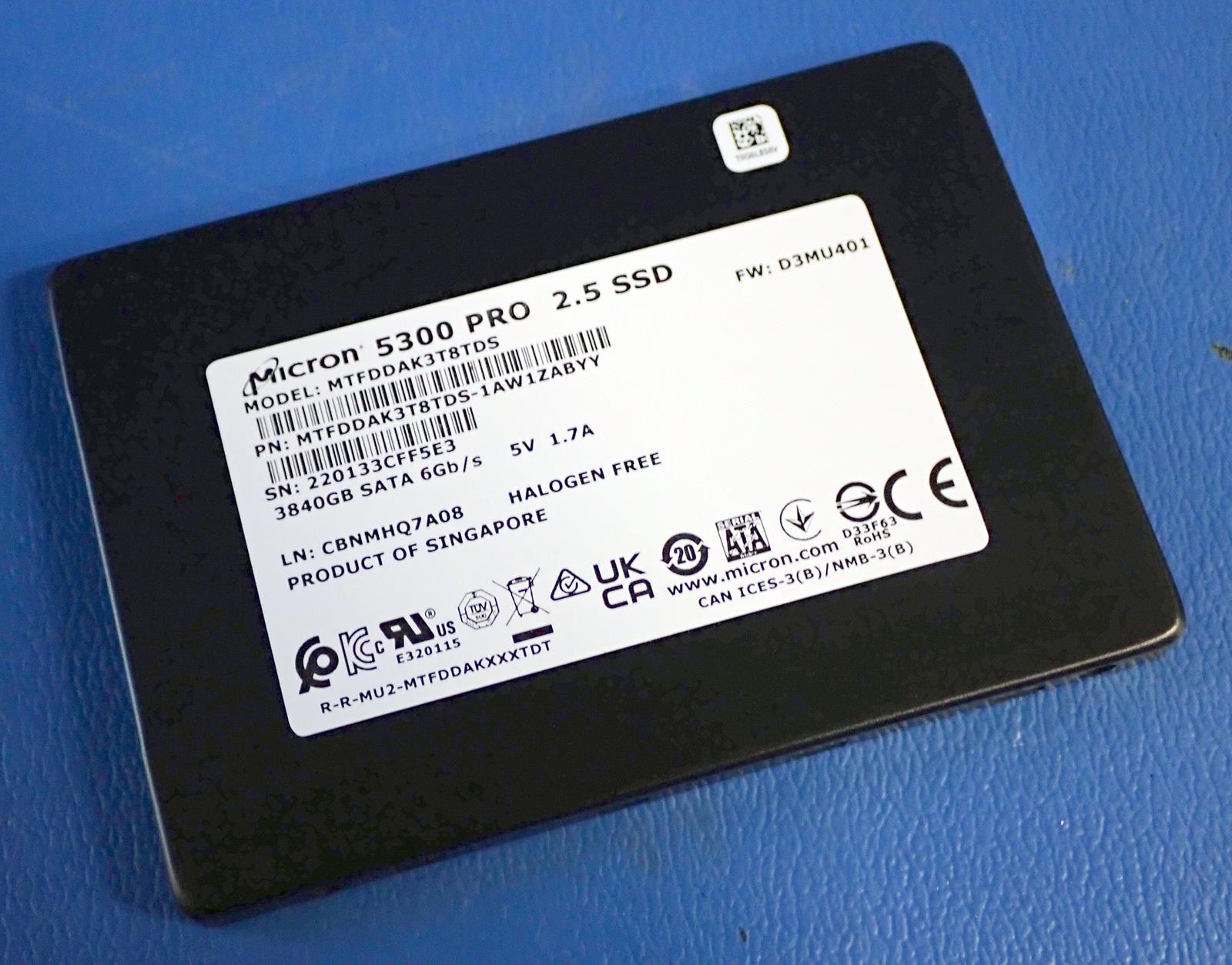 MICRON MTFDDAK3T8TDS 3.8TB 2.5 SATA III SSD | 8,394 Hours, 98.31% Health