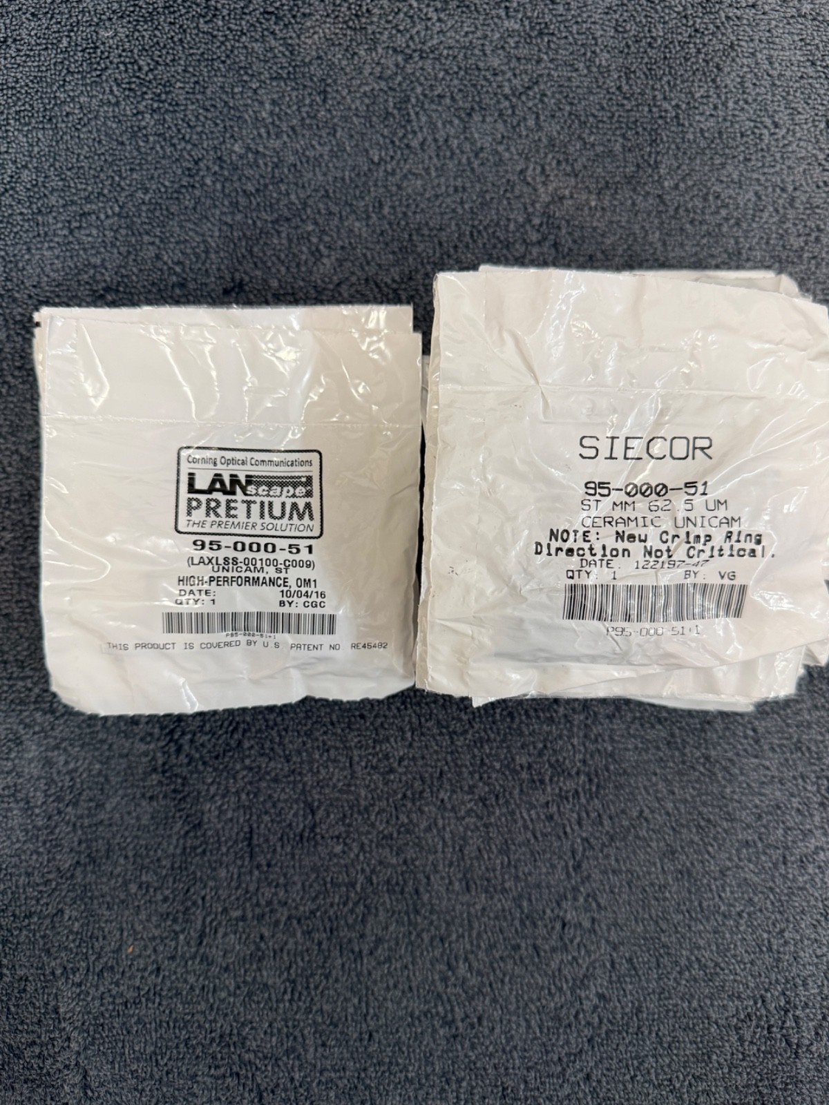 Corning 95-000-51 Unicam Connector Pretium 62.5 um ST MM OM1 (LOT of 37)