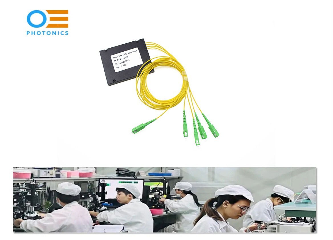 1x4 1250-1650nm Single-Mode SM FTTH Optical Fiber PLC Splitter SC/APC