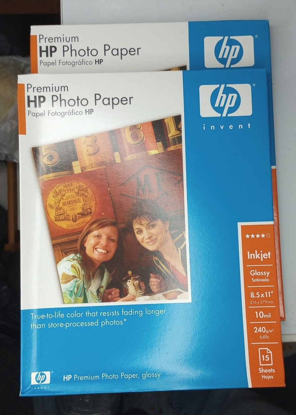 HP Premium 15 Count Photo Paper 8.5 x 11 Lot of 2 - 30 Total Sheets.
