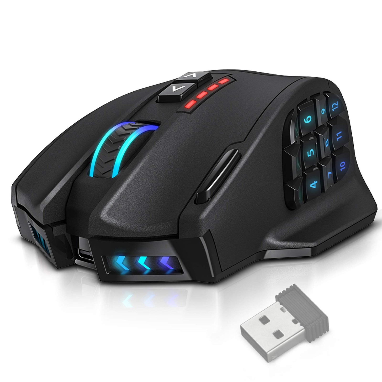 UtechSmart Venus Pro Wireless MMO Gaming Mouse - 16000 Medium, Classic black